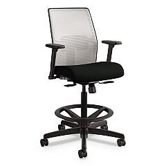 Ignition 2.0 Ilira-stretch Mesh Back Task Stool, Supports 300 Lb, 23" To 32" Seat, Black Seat, Charcoal Back, Black Base