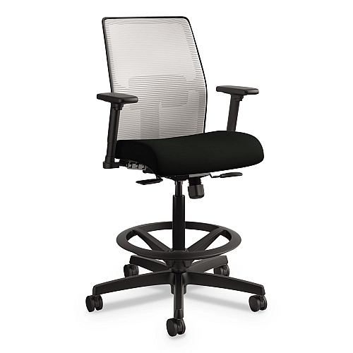 Ignition 2.0 Ilira-stretch Mesh Back Task Stool, Supports 300 Lb, 23" To 32" Seat, Black Seat, Charcoal Back, Black Base