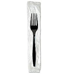 Dixie Individually Wrapped Heavyweight Forks, Polystyrene, Black, 1,000/Carton (FH53C7)