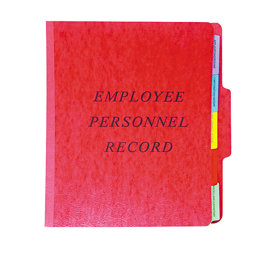 Pendaflex Vertical-Style Personnel Folders, 5 Manila Dividers with 1/5-Cut Tabs, 2 Fasteners, Letter Size, Red Exterior (SER1ER)