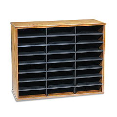 Fellowes Literature Organizer, 24 Letter Sections, 29 x 11 7/8 x 23 7/16, Medium Oak (25043)