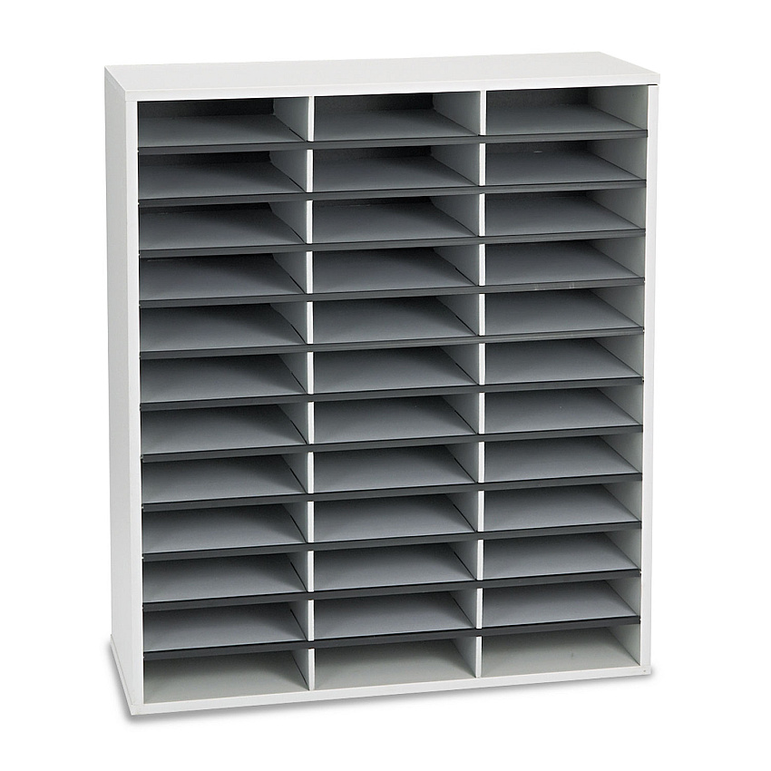 Fellowes Literature Organizer, 36 Sections Letter, 29 x 11 7/8 x 34 11/16, Dove Gray (25061)
