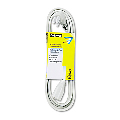 Fellowes Indoor Heavy-Duty Extension Cord, 9 ft, 15 A, Gray (99595)