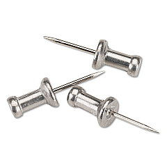 GEM Aluminum Head Push Pins, Aluminum, Silver, 1/2", 100/Box (CPAL4)
