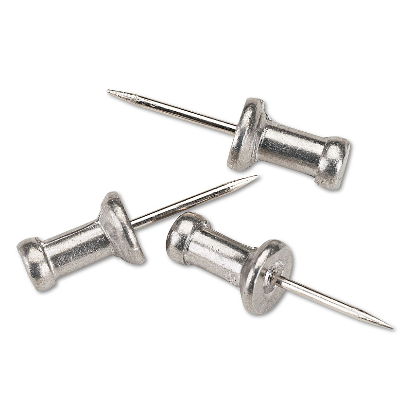 GEM Aluminum Head Push Pins, Aluminum, Silver, 1/2", 100/Box (CPAL4)