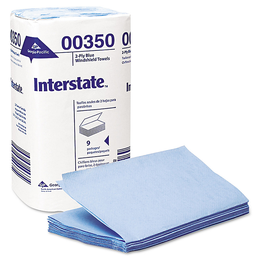 Georgia Pacific Professional Two-Ply Singlefold Auto Care Paper Wipers, 9.5 x 10.5, Blue, 250/Pack, 9 Packs/Carton (00350)