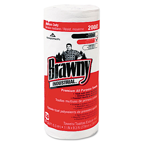 Brawny Professional Premium DRC Perforated Roll Wipers, 11 x 9.38, White, 84/Roll, 20 Rolls/Carton (20085)