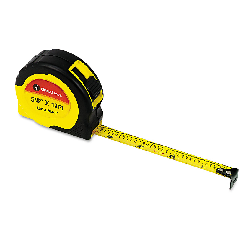 Great Neck ExtraMark Power Tape, 5/8" x 12ft, Steel, Yellow/Black (95007)