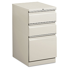 HON Brigade Mobile Pedestal with Pencil Tray Insert, Left/Right, 3-Drawers: Box/Box/File, Letter, Light Gray, 15" x 19.88" x 28" (33720RQ)