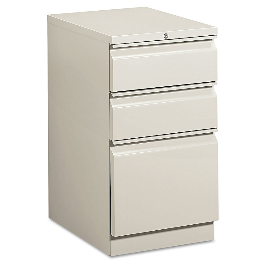 HON Brigade Mobile Pedestal with Pencil Tray Insert, Left/Right, 3-Drawers: Box/Box/File, Letter, Light Gray, 15" x 19.88" x 28" (33720RQ)