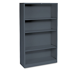 HON Metal Bookcase, Four-Shelf, 34.5w x 12.63d x 59h, Charcoal (S60ABCS)
