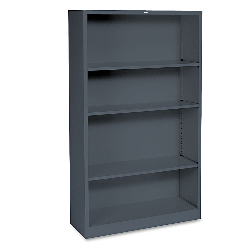 HON Metal Bookcase, Four-Shelf, 34.5w x 12.63d x 59h, Charcoal (S60ABCS)