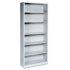HON Metal Bookcase, Six-Shelf, 34.5w x 12.63d x 81.13h, Light Gray (S82ABCQ)