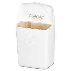 HOSPECO Wall Mount Sanitary Napkin Receptacle-ABS, PPC Plastic, 1 gal, White (250201W)