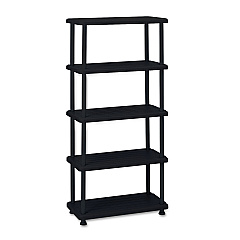 Iceberg Rough n Ready Open Storage System, Five-Shelf, Blow-Molded HDPE, 36 x 18 x 74, Black (20851)