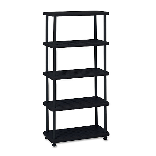 Iceberg Rough n Ready Open Storage System, Five-Shelf, Blow-Molded HDPE, 36 x 18 x 74, Black (20851)