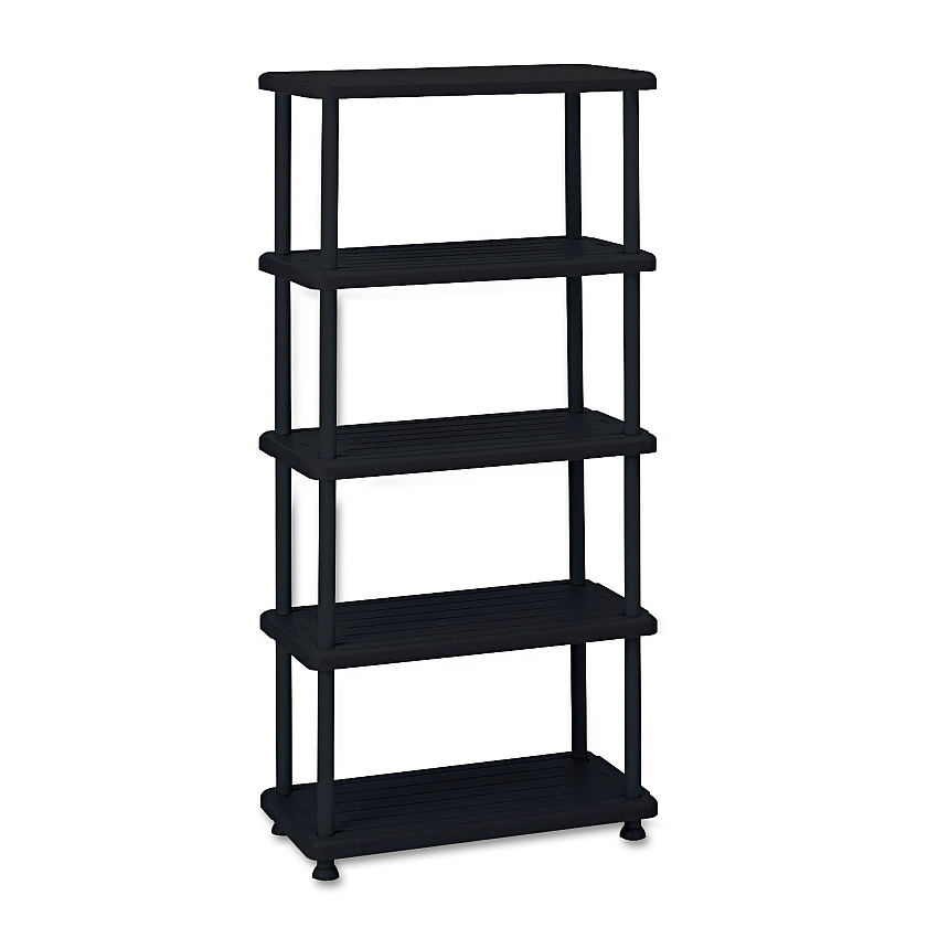 Iceberg Rough n Ready Open Storage System, Five-Shelf, Blow-Molded HDPE, 36 x 18 x 74, Black (20851)
