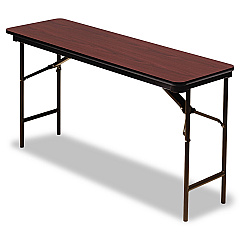 Iceberg OfficeWorks Commercial Wood-Laminate Folding Table, Rectangular Top, 60 x 18 x 29, Mahogany (55274)