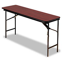 Iceberg OfficeWorks Commercial Wood-Laminate Folding Table, Rectangular Top, 72 x 18 x 29, Mahogany (55284)