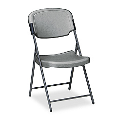Iceberg Rough n Ready Commercial Folding Chair, Supports Up to 350 lb, Charcoal Seat/Back, Silver Base (64007)