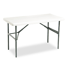 Iceberg IndestrucTable Classic Folding Table, Rectangular Top, 300 lb Capacity, 48 x 24 x 29, Platinum (65203)