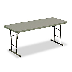 Iceberg IndestrucTable Classic Adjustable-Height Folding Table, 72 x 30 x 25 to 35 High, Charcoal (65627)
