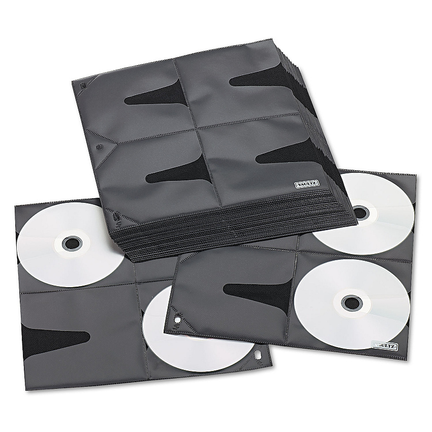 Vaultz Two-Sided CD Refill Pages for Three-Ring Binder, 25/Pack (VZ01401)