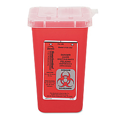 Impact Sharps Waste Receptacle, Square, Plastic, 32oz, Red (7350)