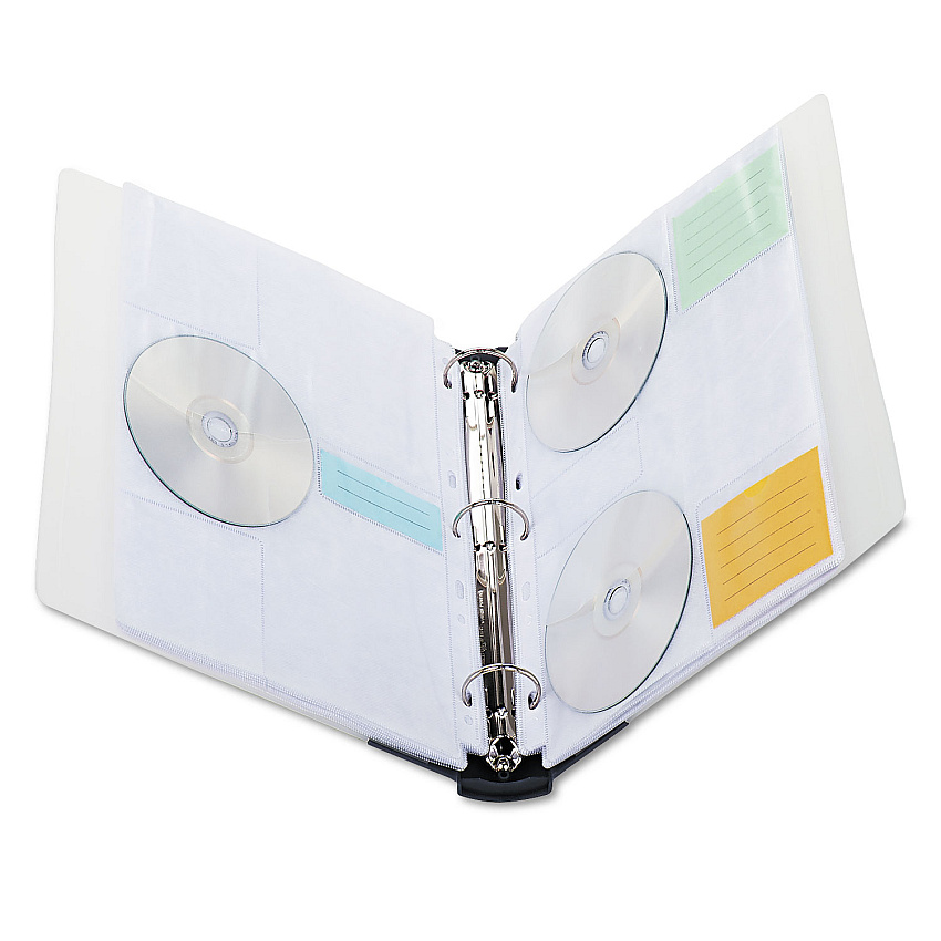 Innovera Cd/dvd Three-Ring Refillable Binder, Holds 90 Discs, Midnight Blue/clear