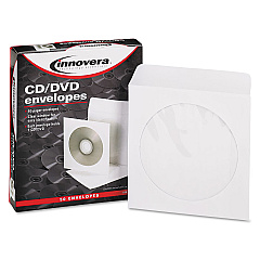 Innovera CD/DVD Envelopes, Clear Window, 1 Disc Capacity, White, 50/Pack