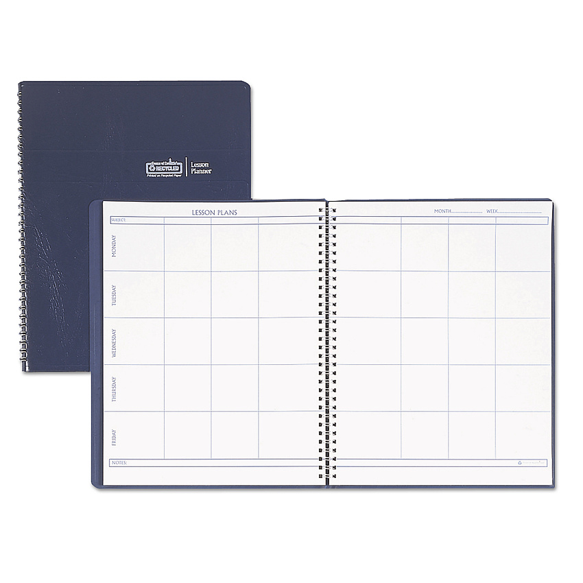 House of Doolittle Recycled Lesson Plan Book, Weekly, Two-Page Spread (Eight Classes), 11 x 8.5, Blue Cover (51007)