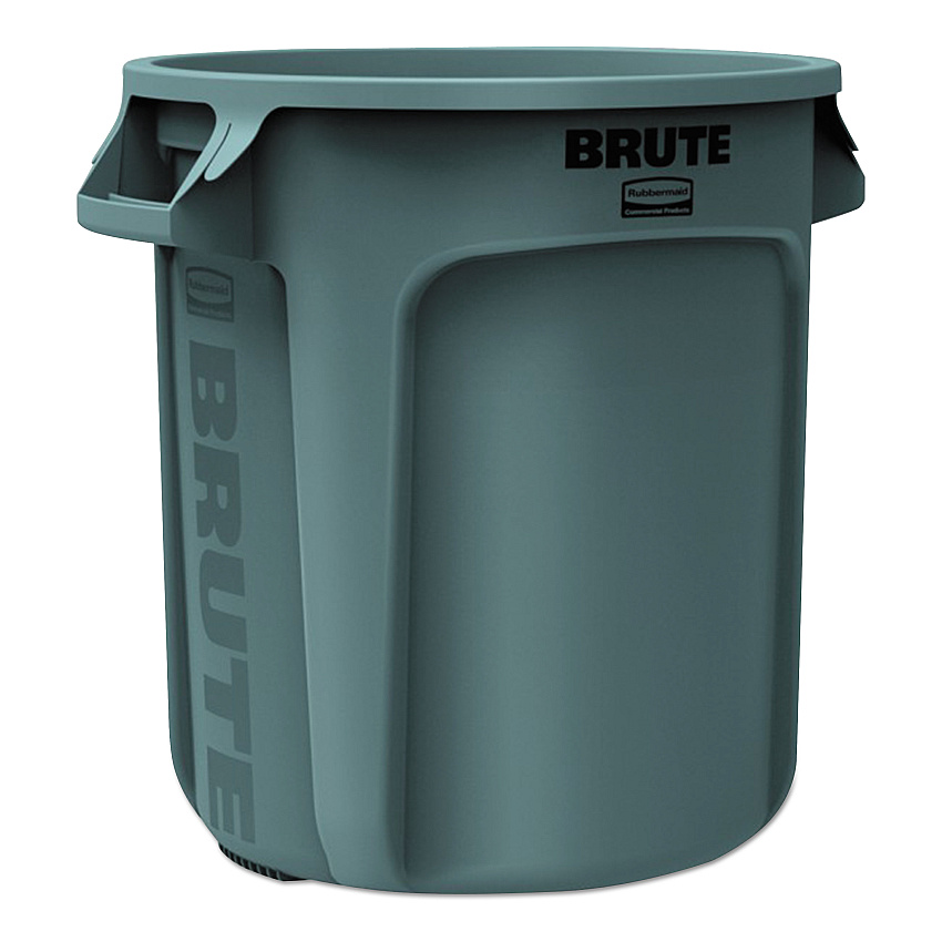 Rubbermaid Commercial Round Brute Container, Plastic, 10 gal, Gray (2610GRA)