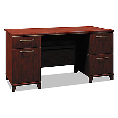 Bush Enterprise Collection Double Pedestal Desk, 60" x 28.63" x 29.75", Harvest Cherry, (Box 2 of 2) (2960CSA203)