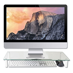 Kantek Glass Monitor Riser, 22" x 8.25" x 3.25", Clear, Supports 40 lbs (MS370)