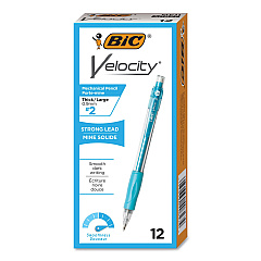 BIC Velocity Original Mechanical Pencil, 0.9 mm, HB (#2.5), Black Lead, Turquoise Barrel, Dozen (MV11BK)