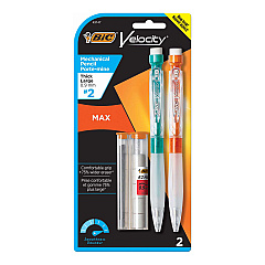 BIC Velocity Max Pencil, 0.9 mm, HB (#2), Black Lead, Assorted Barrel Colors, 2/Pack (MPMX9P21)