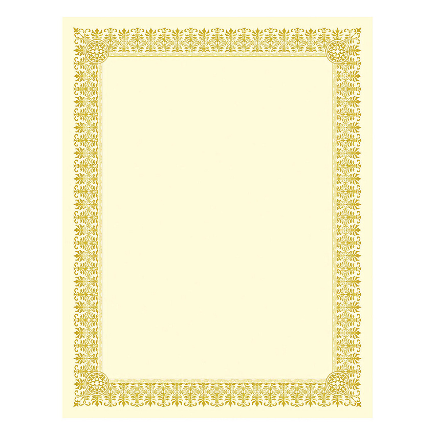 Southworth Premium Certificates, 8.5 x 11, Ivory/Gold with Fleur Gold Foil Border, 15/Pack (CTP1V)