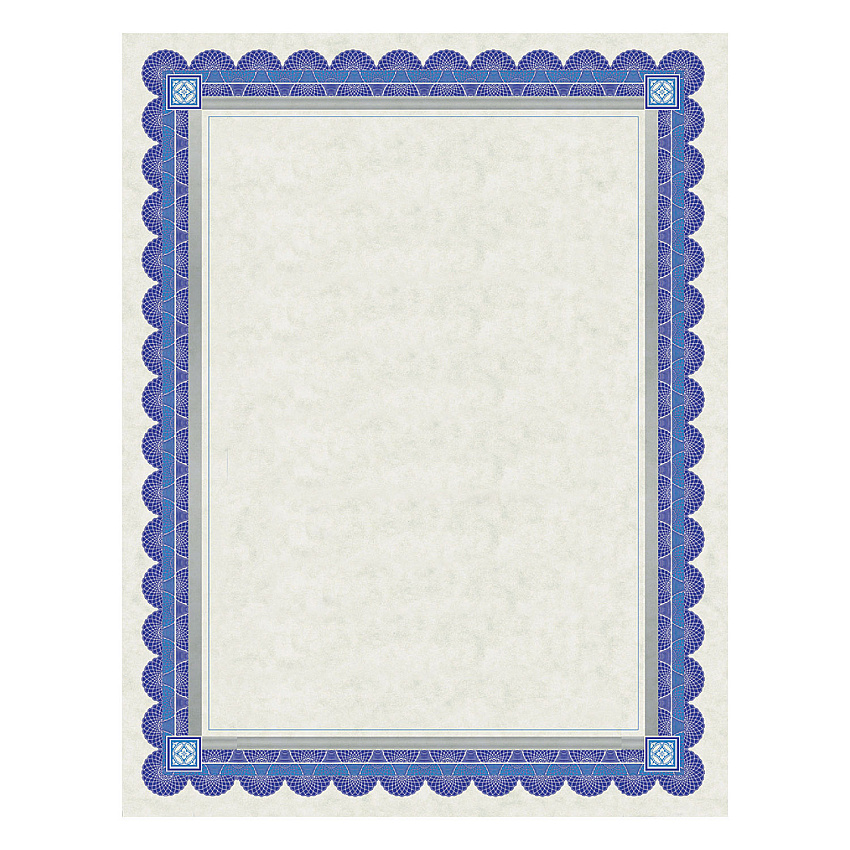 Southworth Parchment Certificates, Academic, 8.5 x 11, Ivory with Blue/Silver Foil Border, 15/Pack (CT1R)