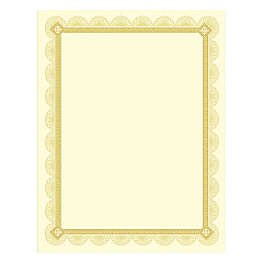 Southworth Premium Certificates, 8.5 x 11, Ivory/Gold with Spiro Gold Foil Border,15/Pack (CTP2V)
