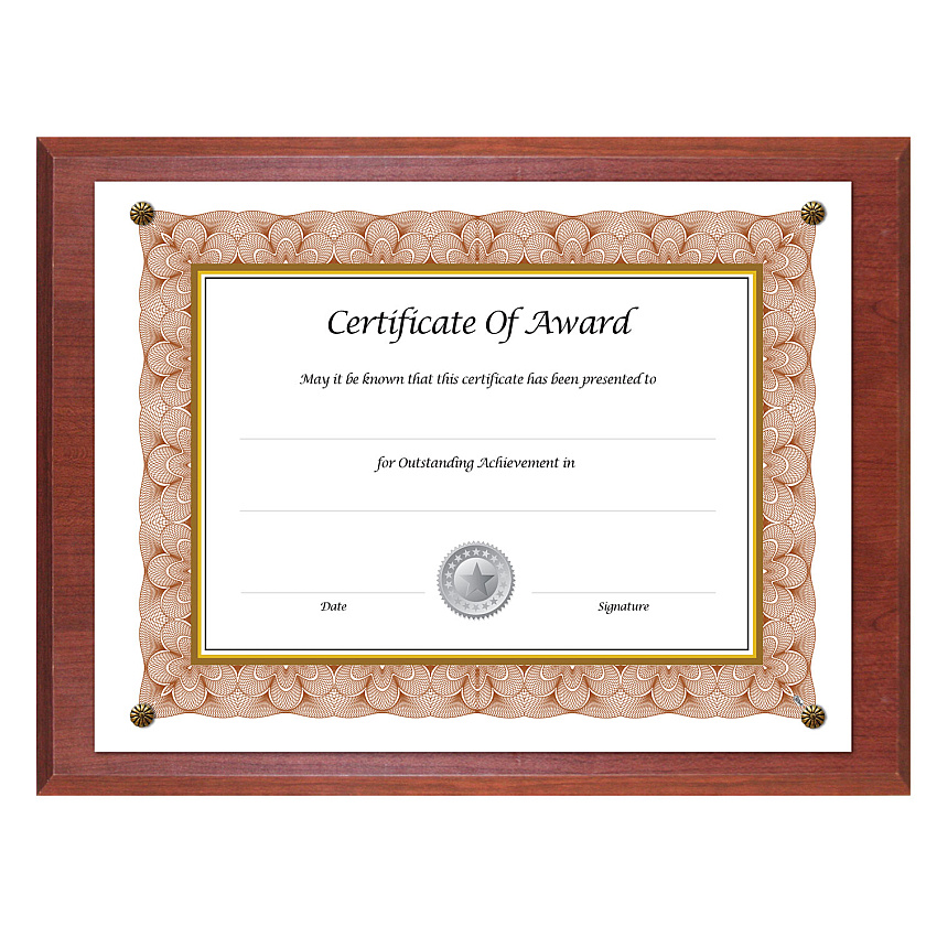 NuDell Award-A-Plaque Document Holder, Acrylic/Plastic, 10.5 x 13, Mahogany (18813M)