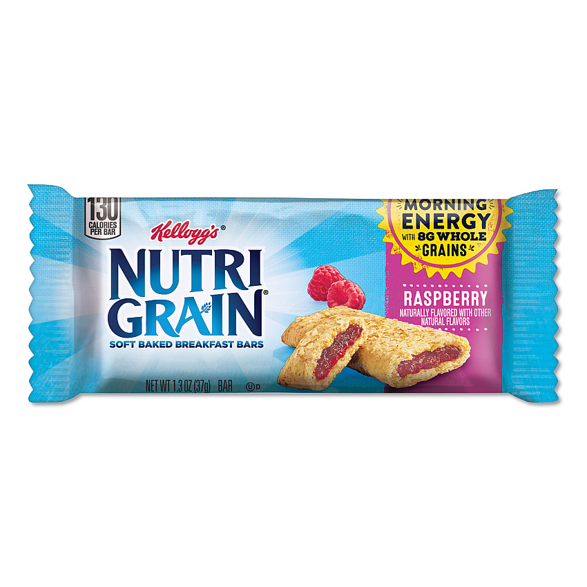 Kellogg's Nutri-Grain Soft Baked Breakfast Bars, Raspberry, Indv Wrapped 1.3 oz Bar, 16/Box (35845)