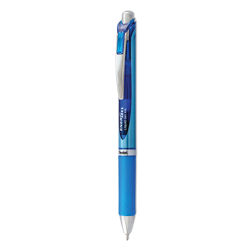 Pentel EnerGel RTX Gel Pen, Retractable, Medium 0.7 mm, Blue Ink, Blue/Gray Barrel (BL77C)