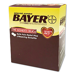 Bayer Aspirin Tablets, Two-Pack, 50 Packs/Box (BXBG50)