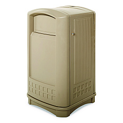Rubbermaid Commercial Plaza Indoor/Outdoor Waste Container, Rectangular, Plastic, 50 gal, Beige (396400BG)