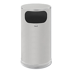 Rubbermaid Commercial European and Metallic Side-Opening Receptacle, Round, 12 gal, Satin Stainless (SO16SSSGL)