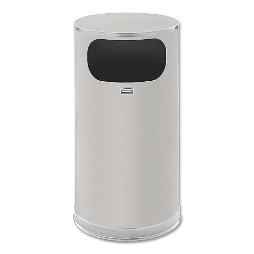 Rubbermaid Commercial European and Metallic Side-Opening Receptacle, Round, 12 gal, Satin Stainless (SO16SSSGL)