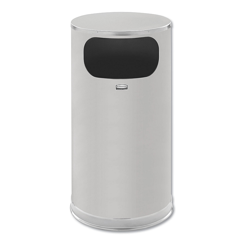 Rubbermaid Commercial European and Metallic Side-Opening Receptacle, Round, 12 gal, Satin Stainless (SO16SSSGL)