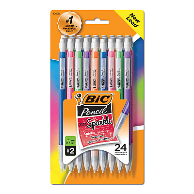 BIC Xtra-Sparkle Mechanical Pencil Value Pack, 0.7 mm, HB (#2.5), Black Lead, Assorted Barrel Colors, 24/Pack (MPLP241)