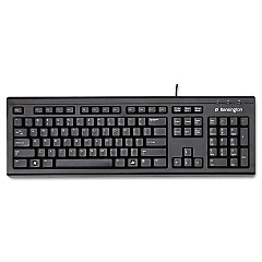 Kensington Keyboard for Life Slim Spill-Safe Keyboard, 104 Keys, Black (64370)