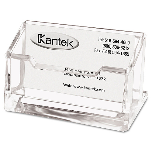 Kantek Acrylic Business Card Holder, Holds 80 Cards, 4 x 1.88 x 2, Clear (AD30)